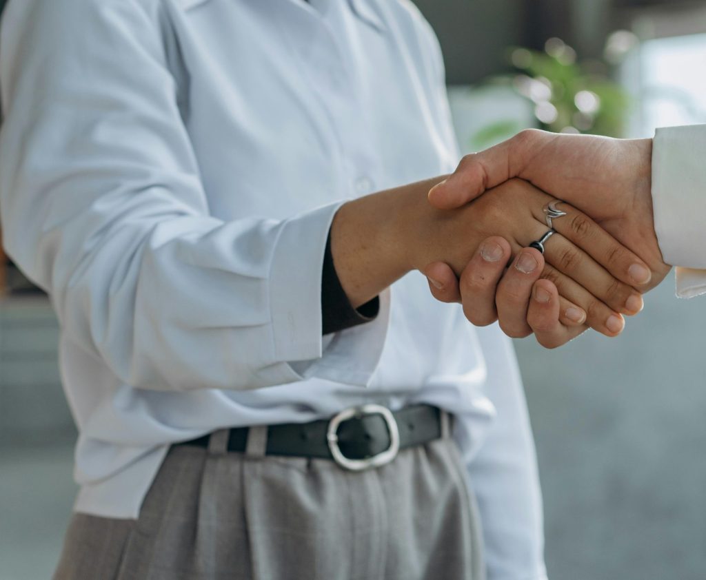 closeup view of a handshake