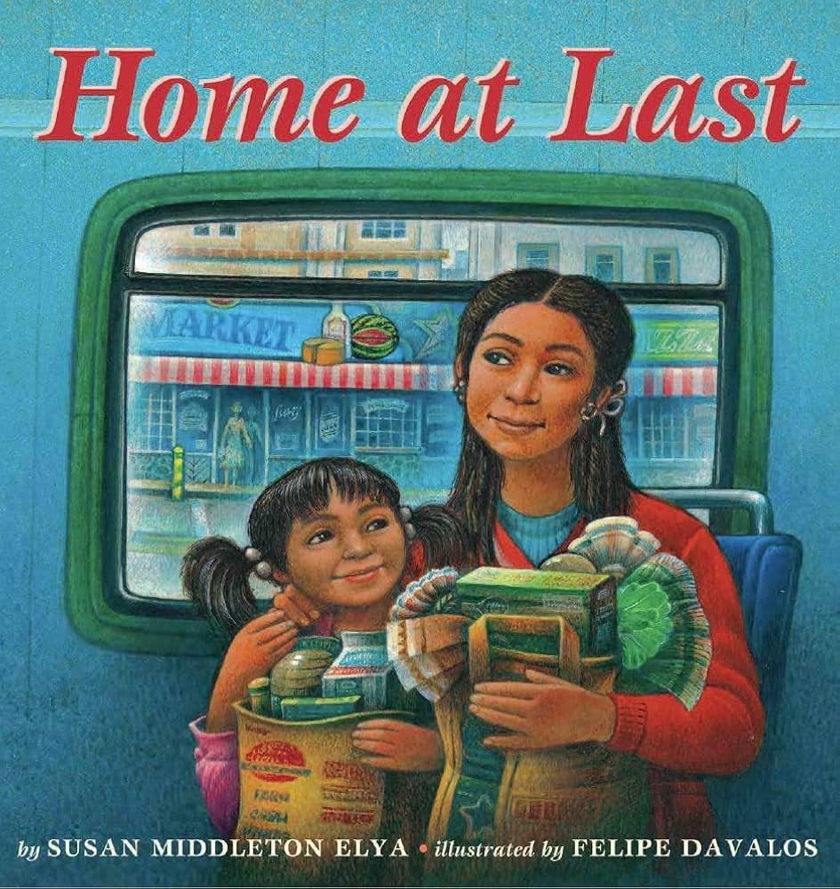 Home at Last picture book, pictuing a mother and child sitting on a bus
