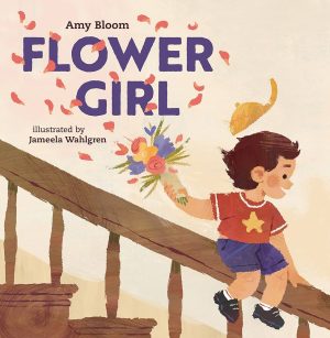 Flower Girl book cover, picturing a child sliding down the staircase rail